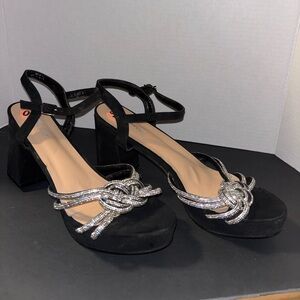 Black Sparkly Rhinestone Platform Heels Size 10